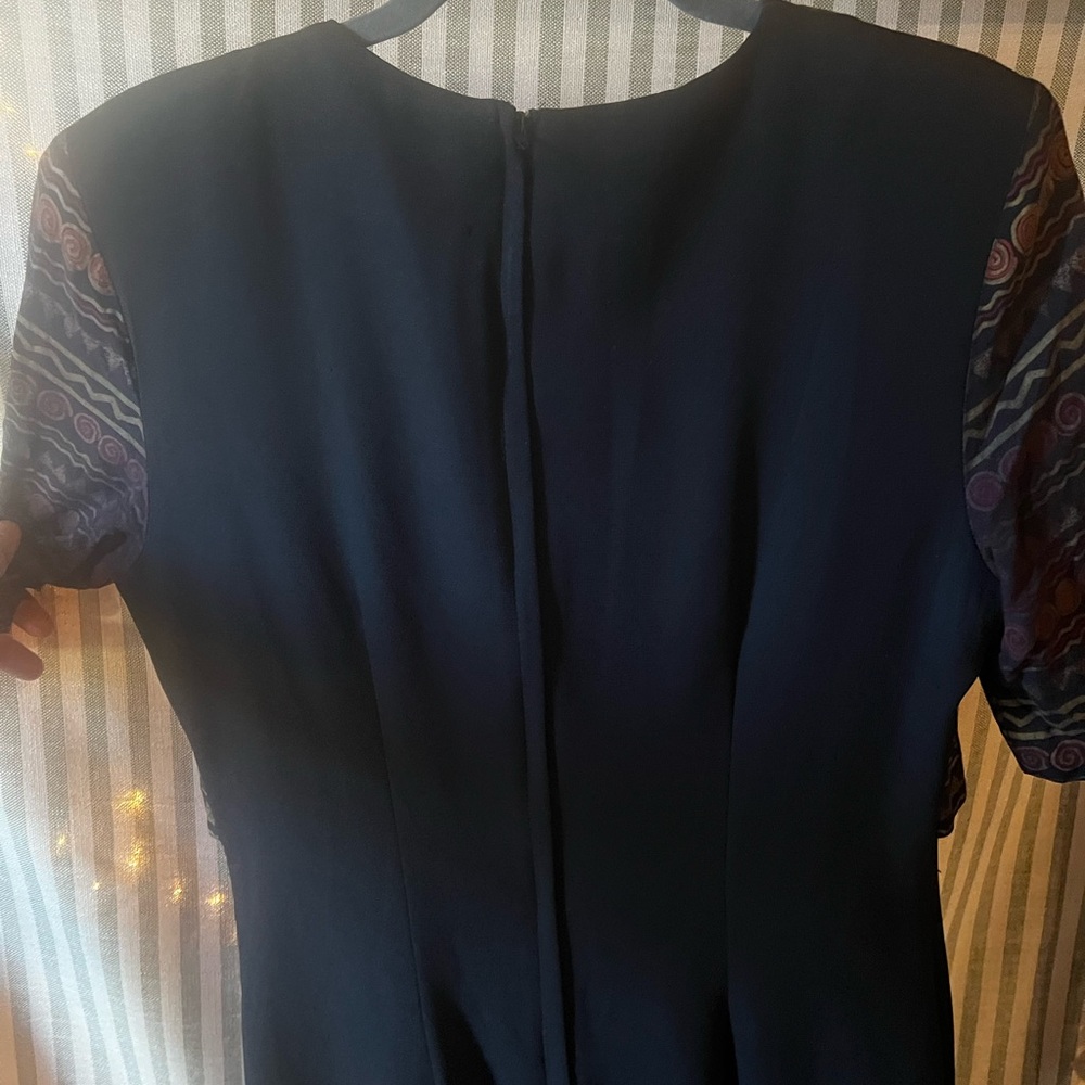 Chic Black Dress With Patterned Jacket - image 5